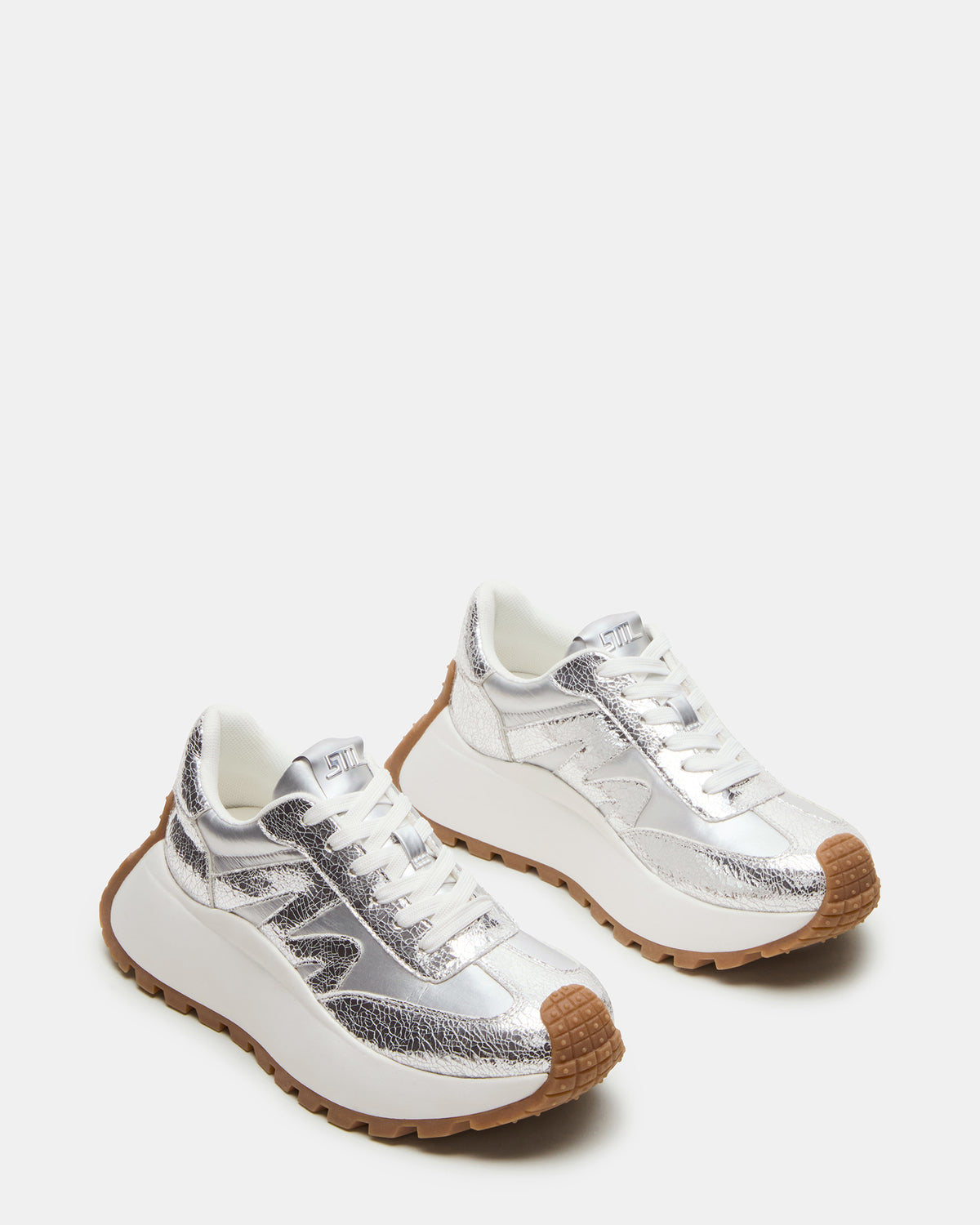 Steve Madden SUPERCAMPO Silver Multi Women's Platform Low-Top Sneaker