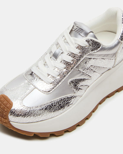 Steve Madden SUPERCAMPO Silver Multi Women's Platform Low-Top Sneaker