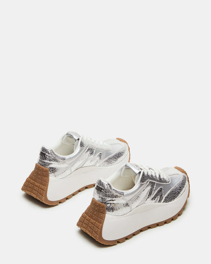 Steve Madden SUPERCAMPO Silver Multi Women's Platform Low-Top Sneaker
