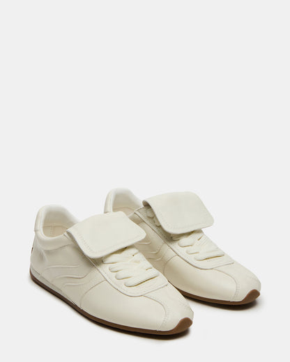 Steve Madden MOBILITY White Leather Women's Low-Top Lace-Up Sneaker