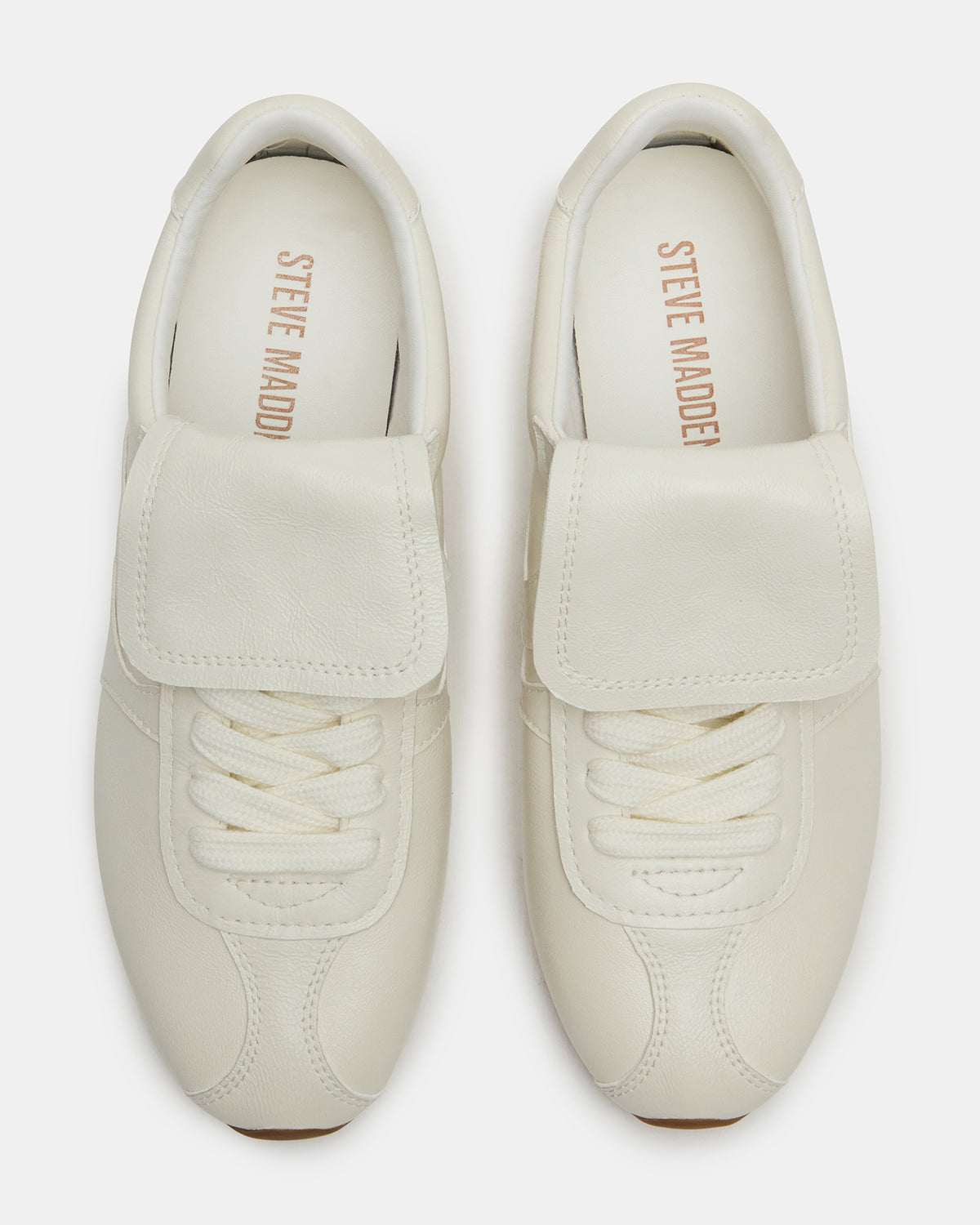 Steve Madden MOBILITY White Leather Women's Low-Top Lace-Up Sneaker