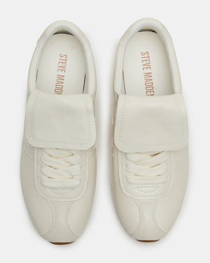 Steve Madden MOBILITY White Leather Women's Low-Top Lace-Up Sneaker