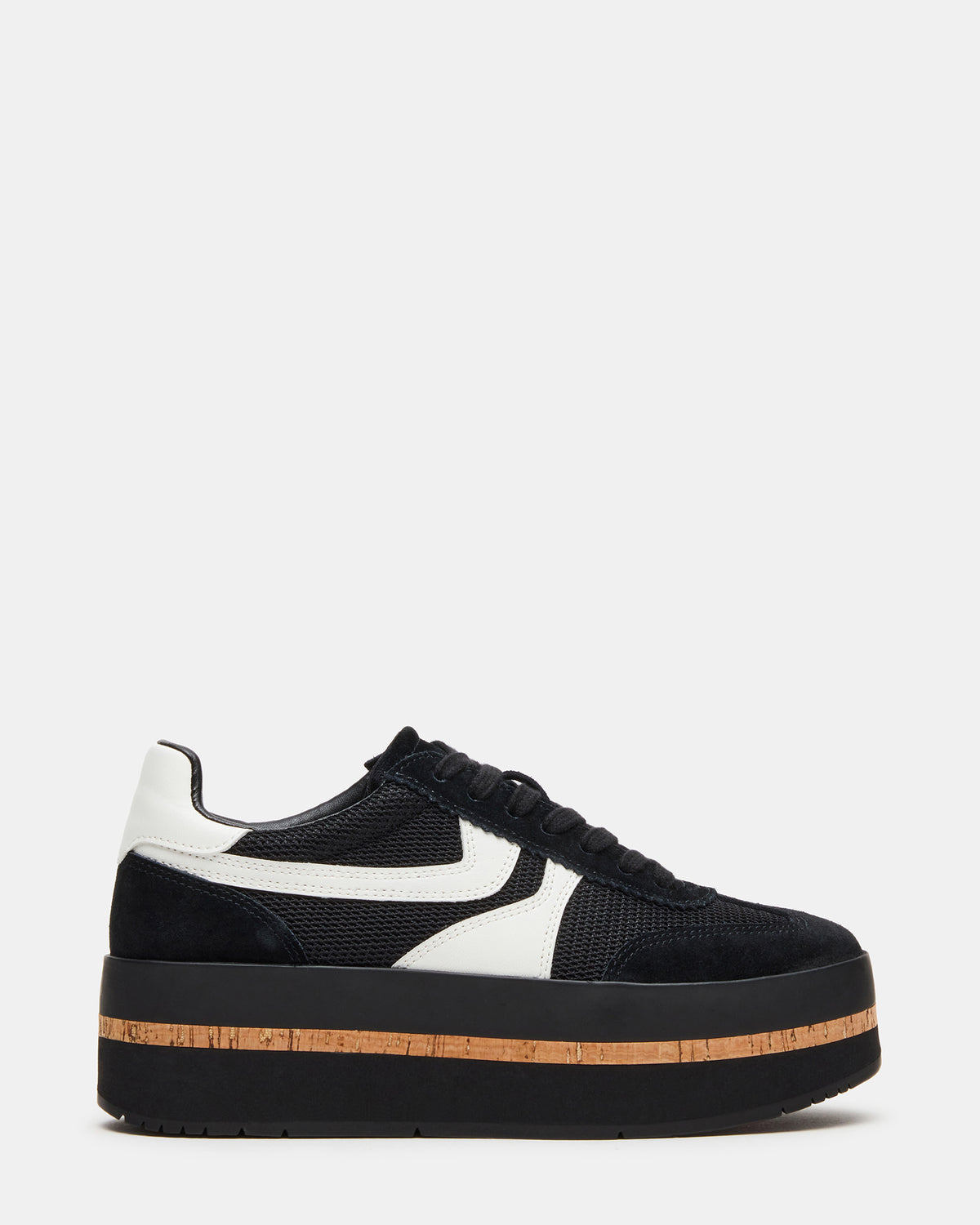 Steve Madden JUDGE Black Multi Platform Low-Top Lace-Up Women's Sneaker