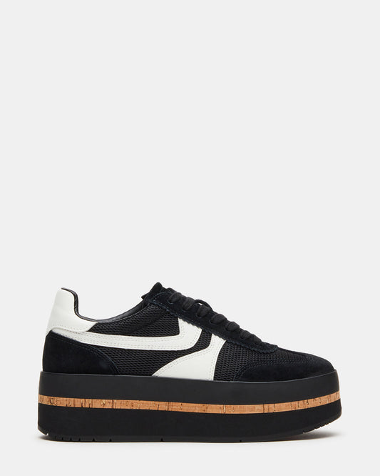 Steve Madden JUDGE Black Multi Platform Low-Top Lace-Up Women's Sneaker