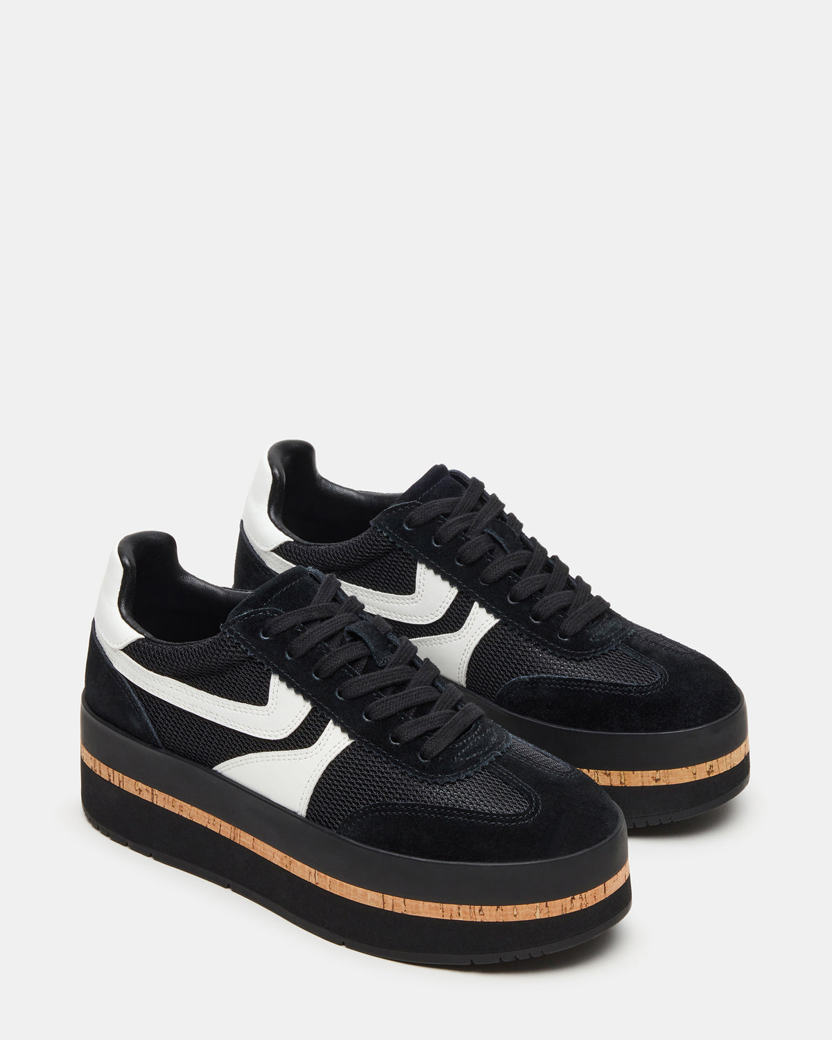 Steve Madden JUDGE Black Multi Platform Low-Top Lace-Up Women's Sneaker