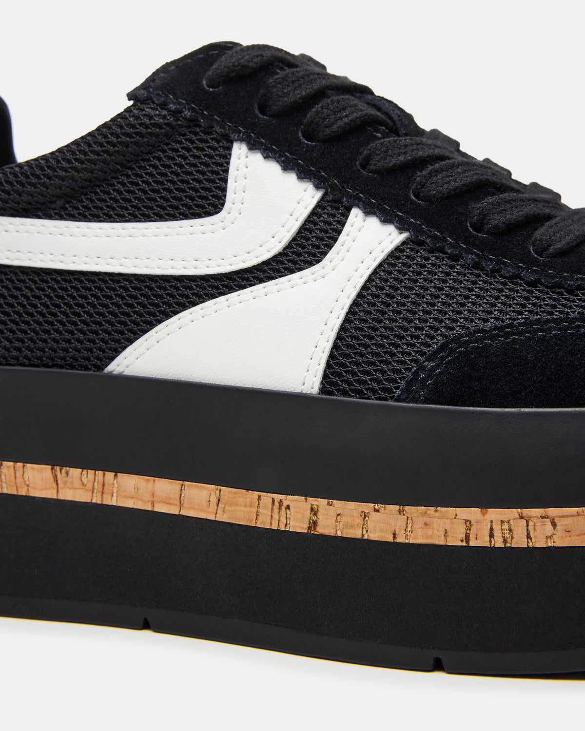 Steve Madden JUDGE Black Multi Platform Low-Top Lace-Up Women's Sneaker