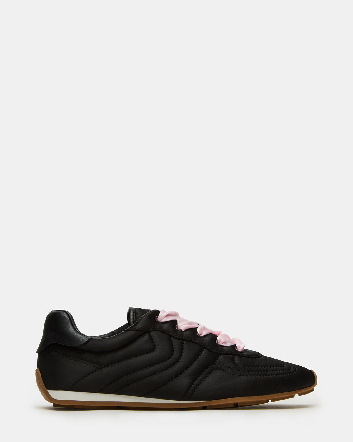 Steve Madden ABBI Black Satin Low-Top Lace-Up Women's Sneaker