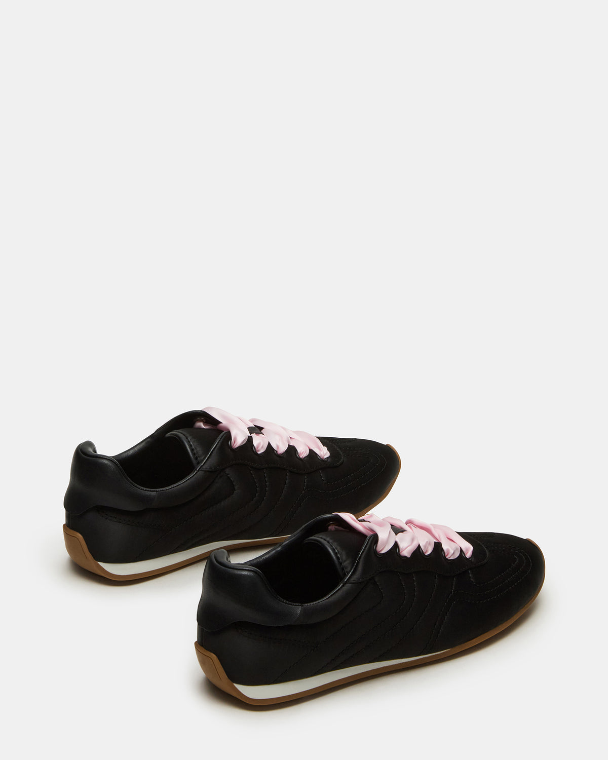 Steve Madden ABBI Black Satin Low-Top Lace-Up Women's Sneaker