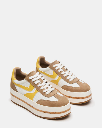 Steve Madden JUDGE Taupe Multi Platform Low-Top Lace-Up Women's Sneaker