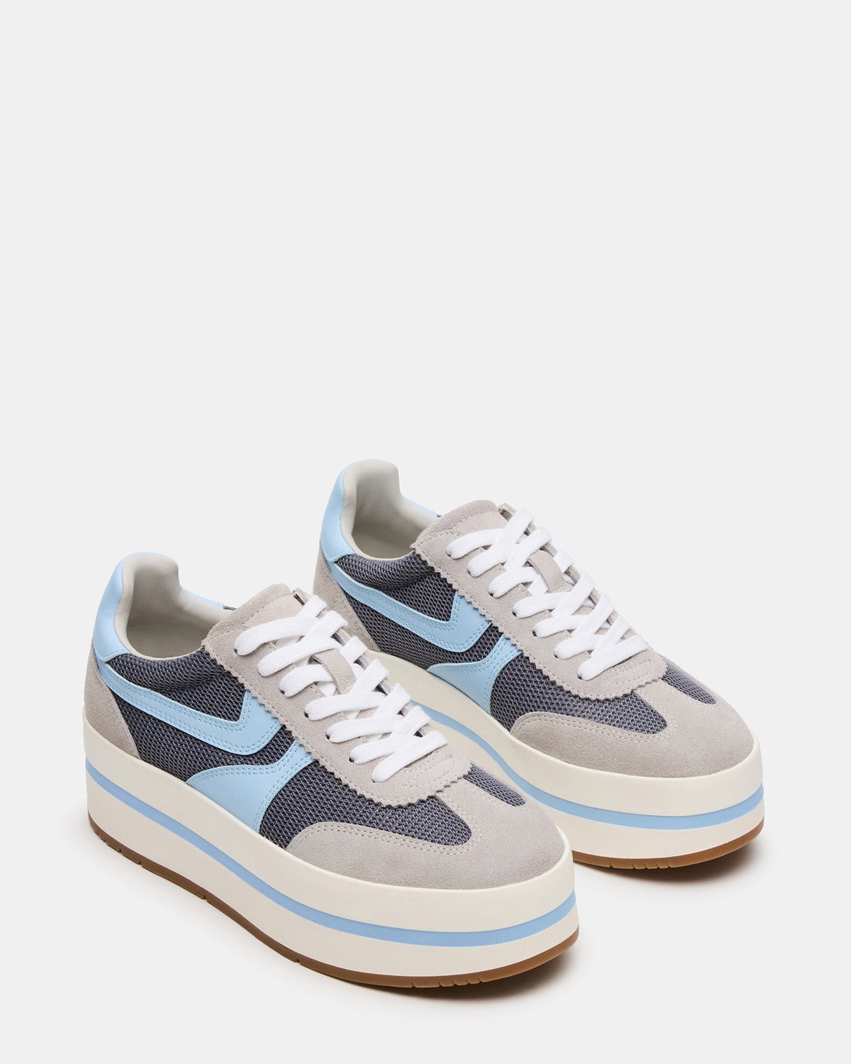 Steve Madden JUDGE Grey Multi Platform Low-Top Lace-Up Women's Sneaker