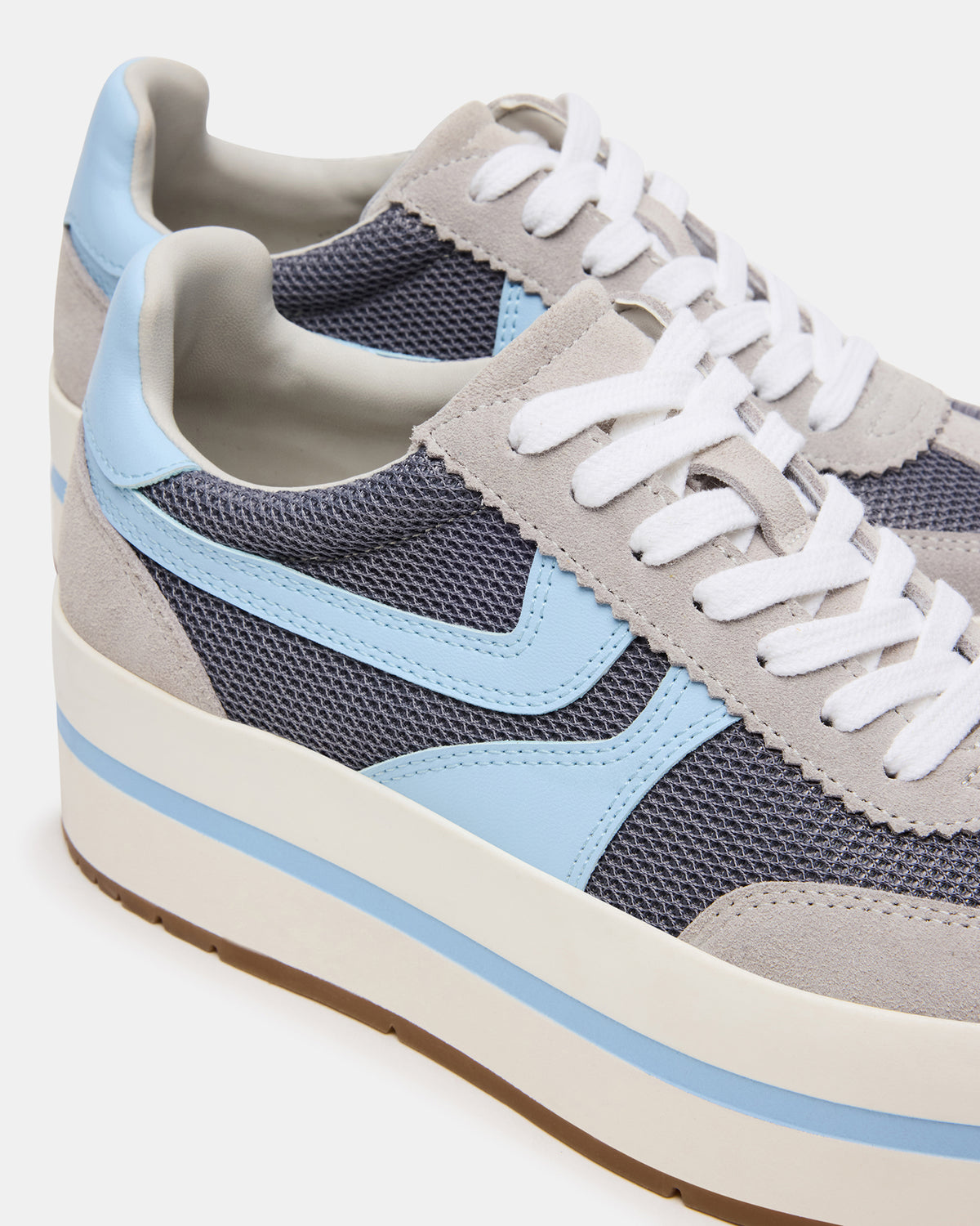 Steve Madden JUDGE Grey Multi Platform Low-Top Lace-Up Women's Sneaker