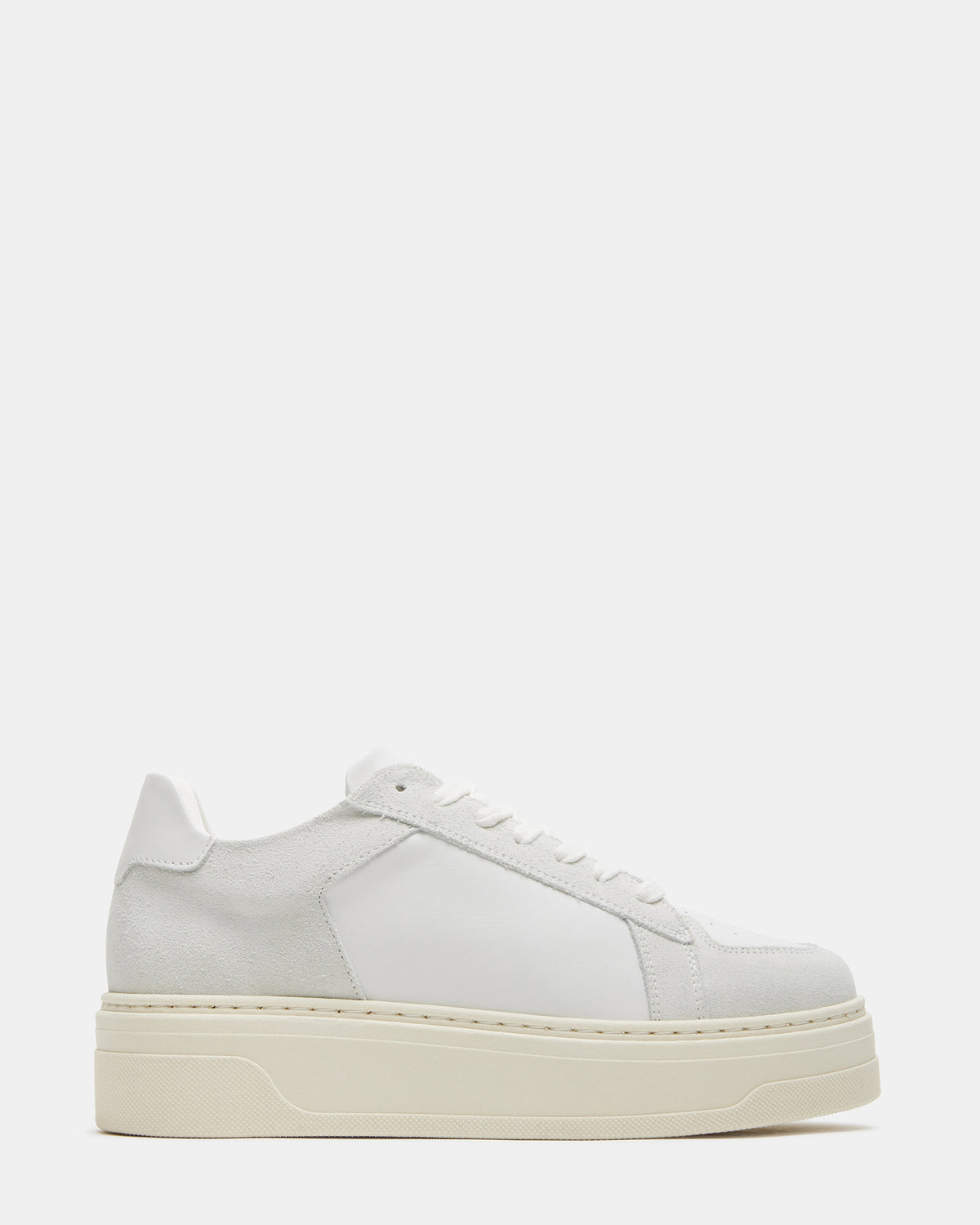 Steve Madden DOMINO White Leather Tonal Platform Sneaker | Women's Sneakers