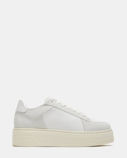 Steve Madden DOMINO White Leather Tonal Platform Sneaker | Women's Sneakers