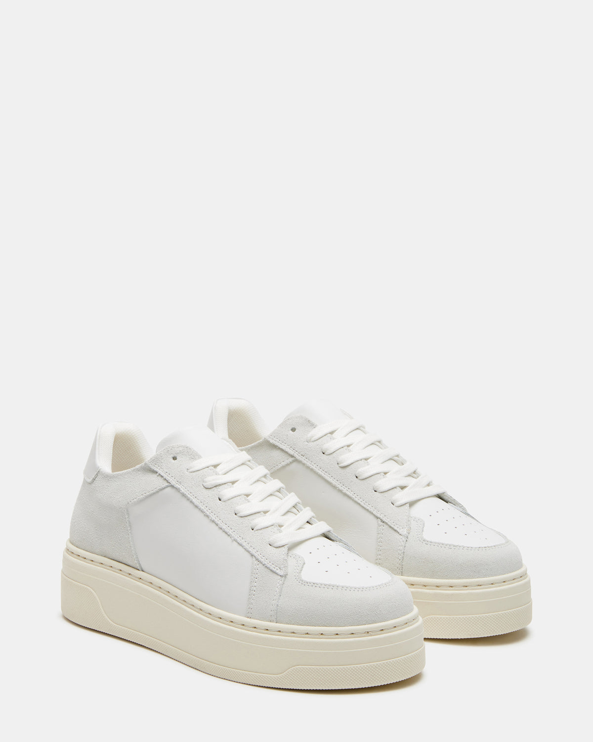 Steve Madden DOMINO White Leather Tonal Platform Sneaker | Women's Sneakers