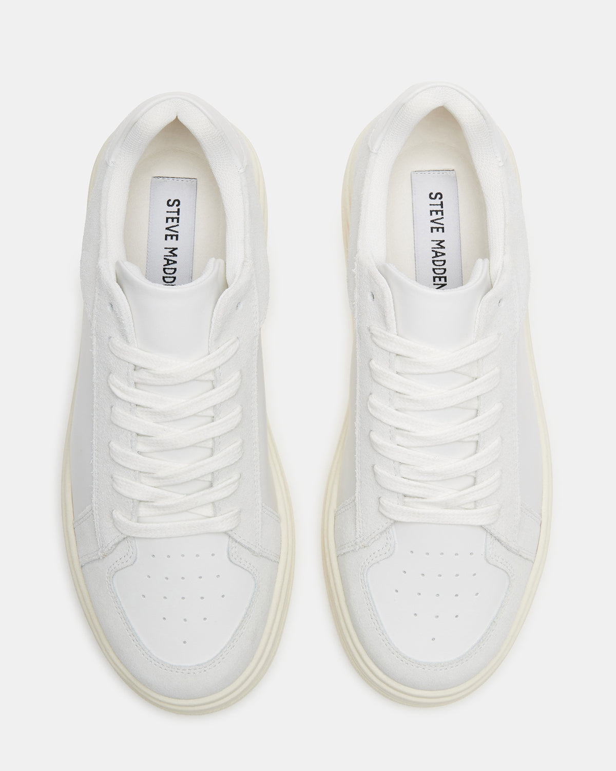 Steve Madden DOMINO White Leather Tonal Platform Sneaker | Women's Sneakers
