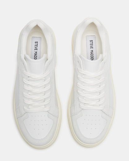 Steve Madden DOMINO White Leather Tonal Platform Sneaker | Women's Sneakers