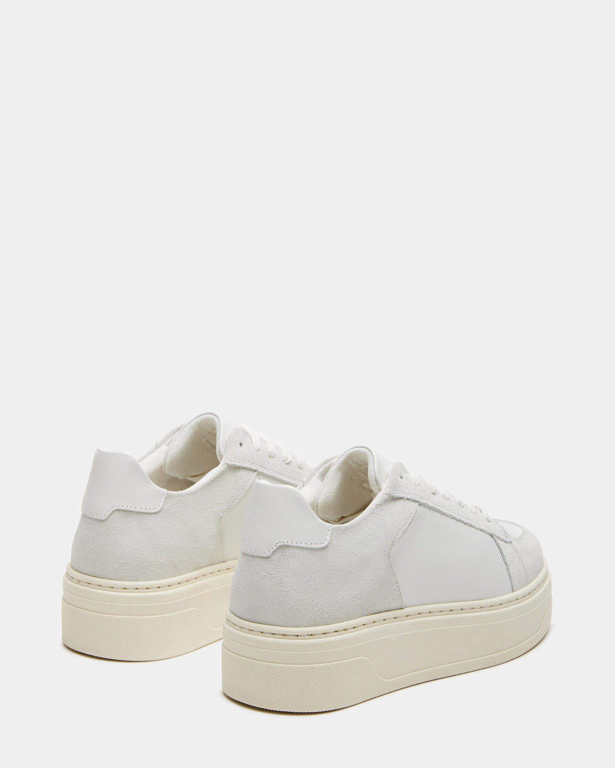 Steve Madden DOMINO White Leather Tonal Platform Sneaker | Women's Sneakers