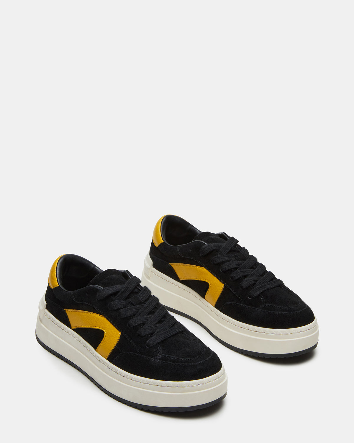 Steve Madden KICKFLIP Black Suede Platform Low-Top Sneaker | Women's Sneakers