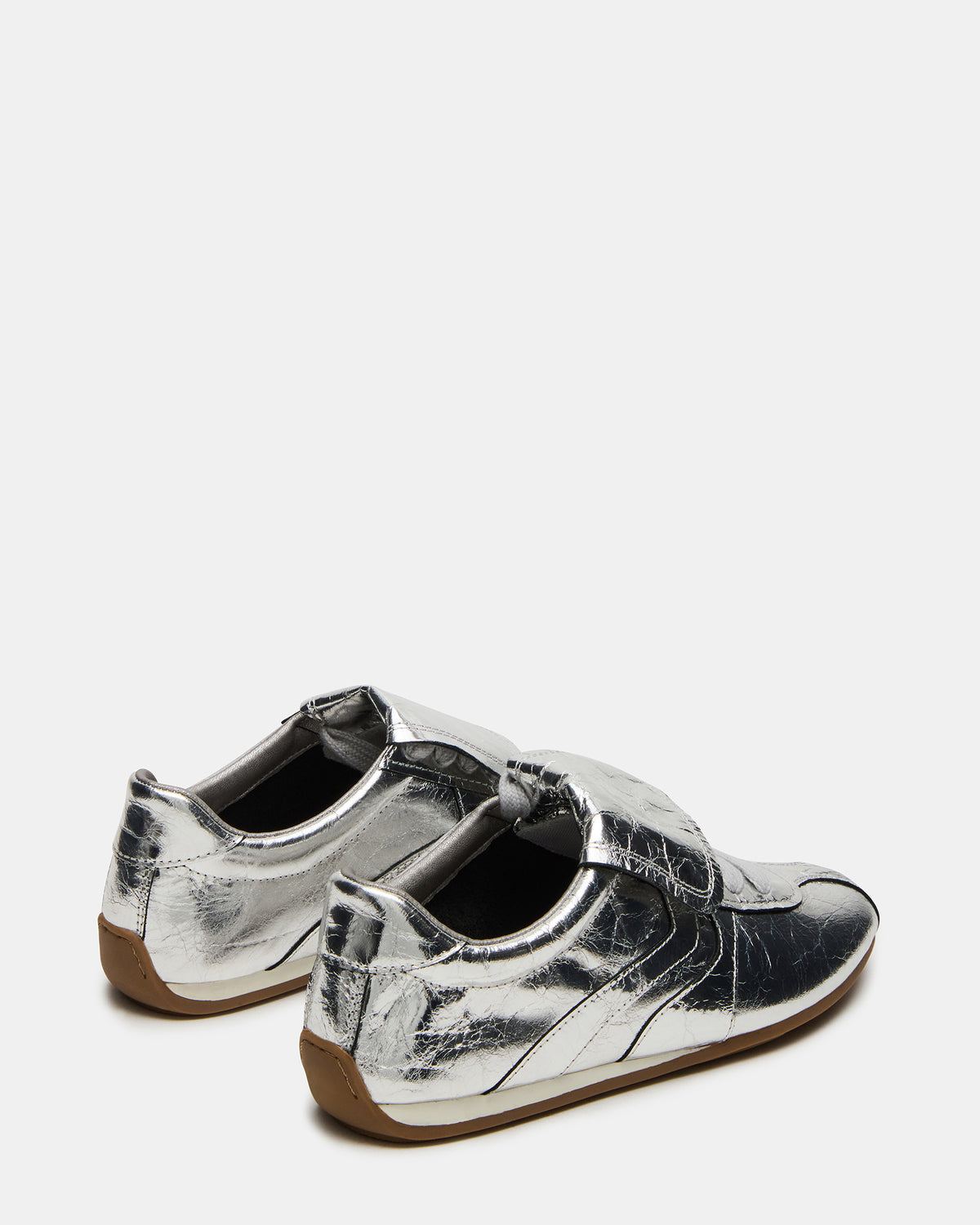 Steve Madden MOBILITY SIlver Leather Women's Low-Top Lace-Up Sneaker