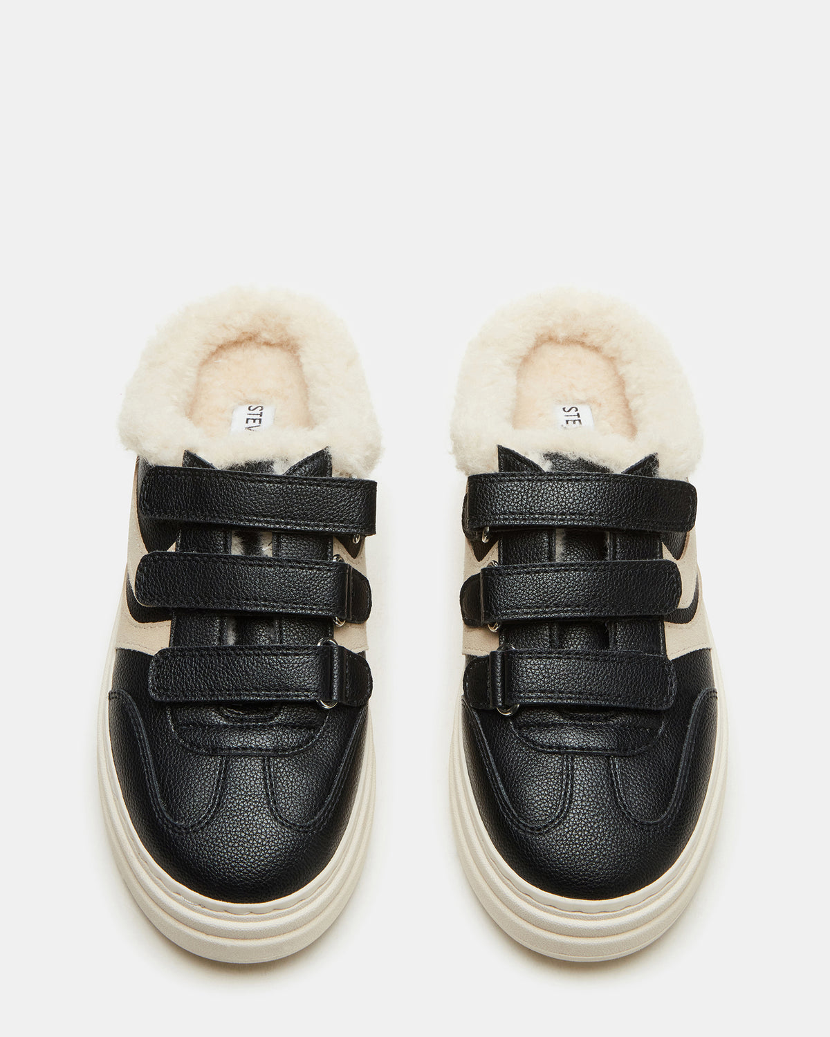 Steve Madden DASHER Black Low-Top Faux Fur Slip-On Sneaker | Women's Sneakers