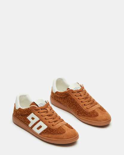 Steve Madden NINETIES Tobacco Low-Top Faux Shearling Sneaker | Women's Sneakers