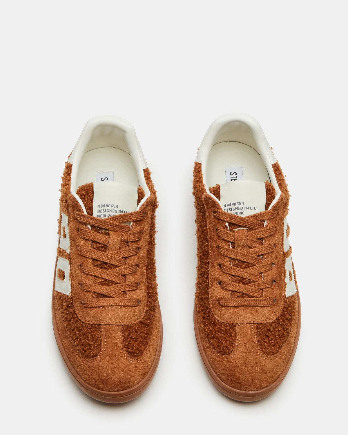 Steve Madden NINETIES Tobacco Low-Top Faux Shearling Sneaker | Women's Sneakers