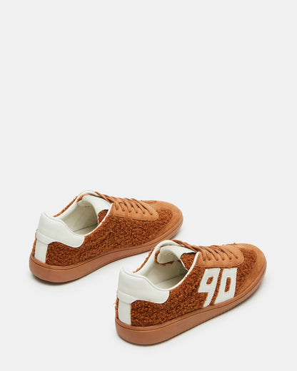 Steve Madden NINETIES Tobacco Low-Top Faux Shearling Sneaker | Women's Sneakers