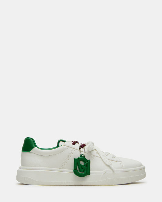 Steve Madden MARVIN White/Green Low-Top Lace-Up Women's Sneaker