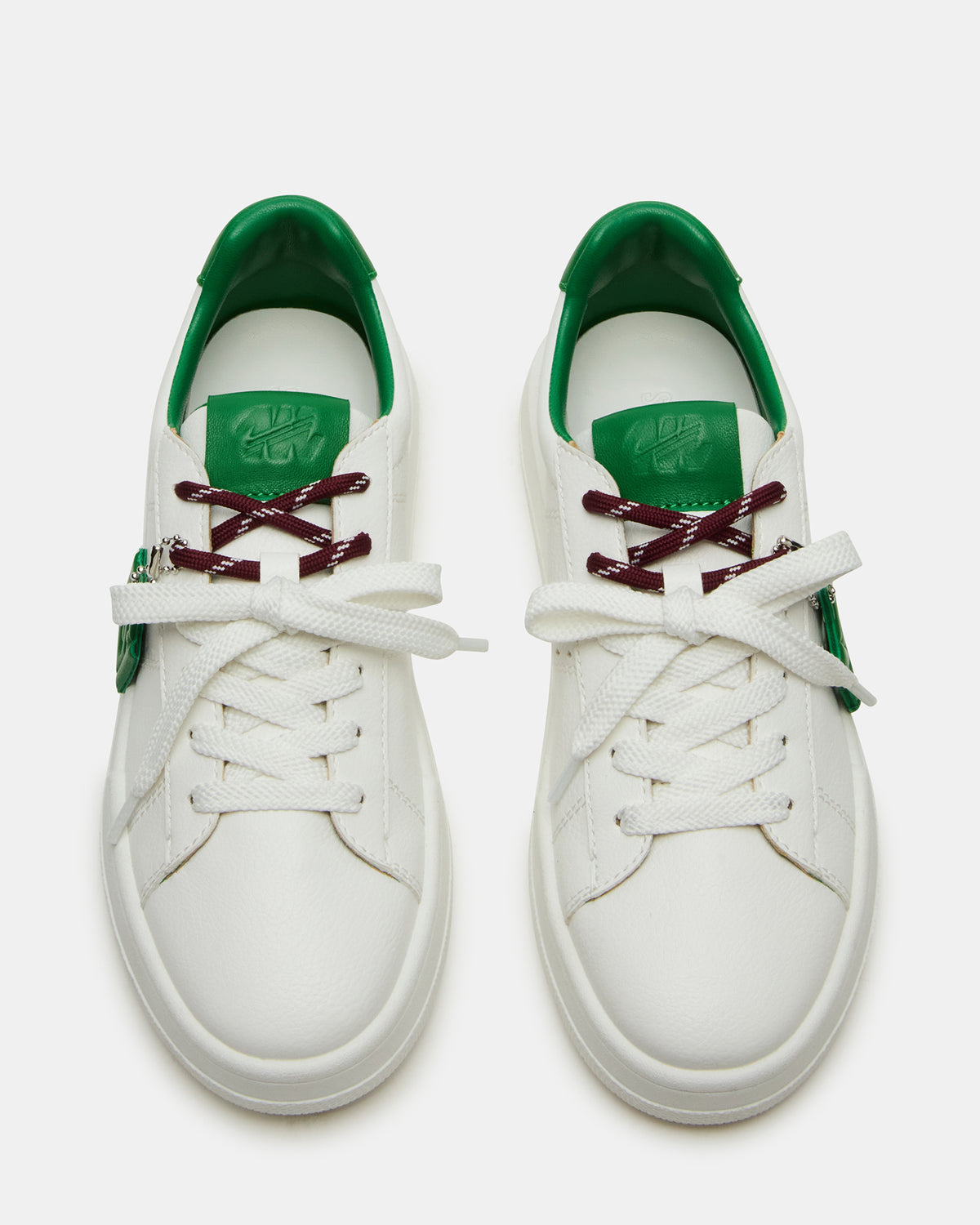 Steve Madden MARVIN White/Green Low-Top Lace-Up Women's Sneaker