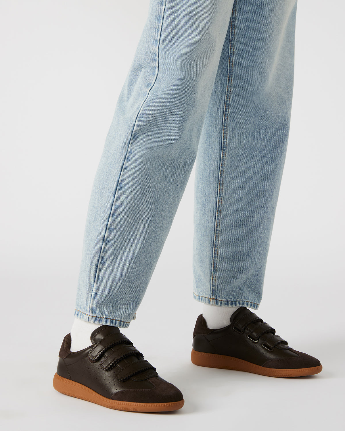 Steve Madden MOMENTUM Brown Suede Velcro Low-Top Women's Sneakers