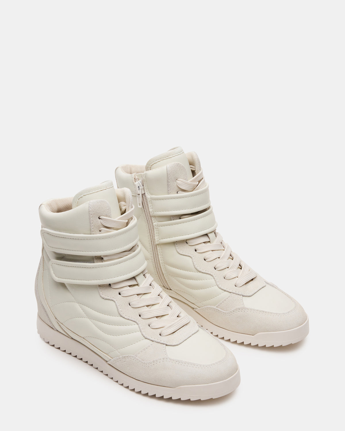 Steve Madden LIFTOFF White Leather Lace-Up High-Top Sneaker