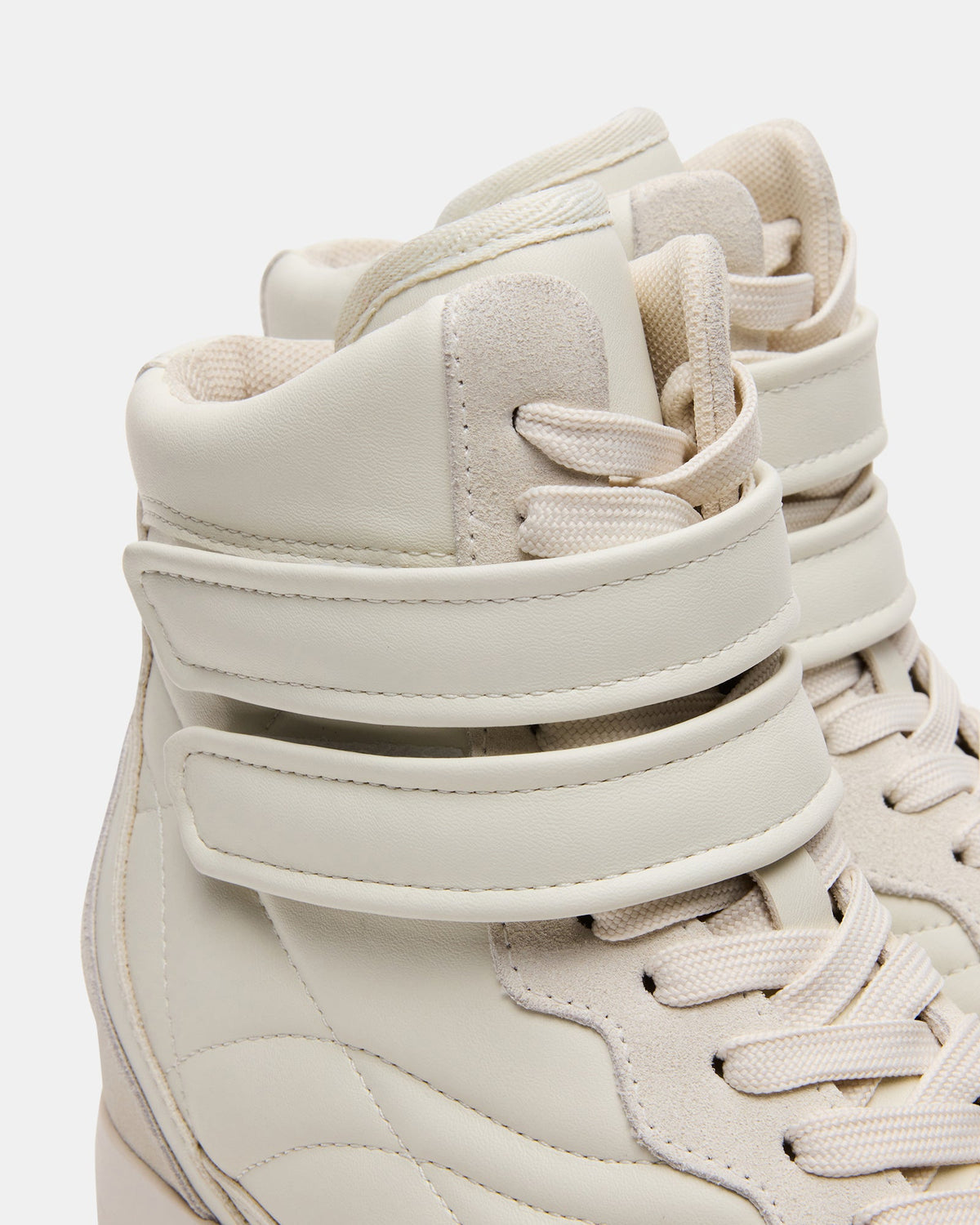 Steve Madden LIFTOFF White Leather Lace-Up High-Top Sneaker