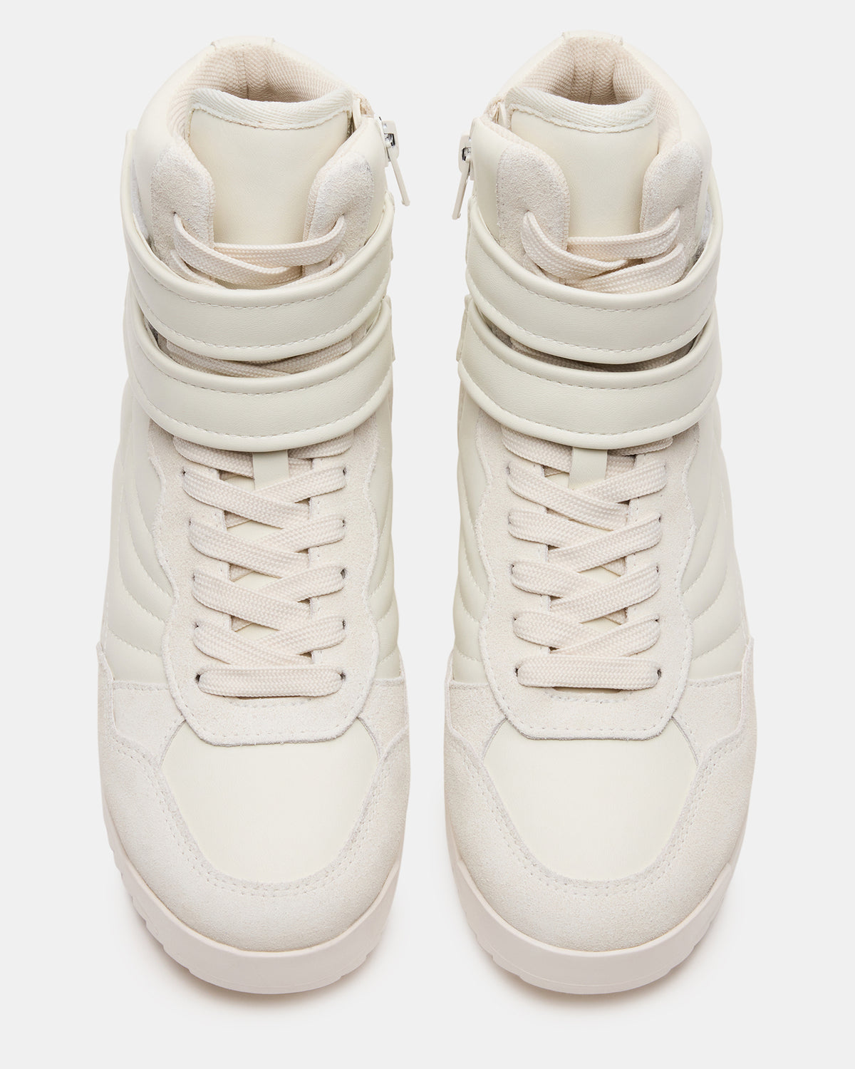Steve Madden LIFTOFF White Leather Lace-Up High-Top Sneaker