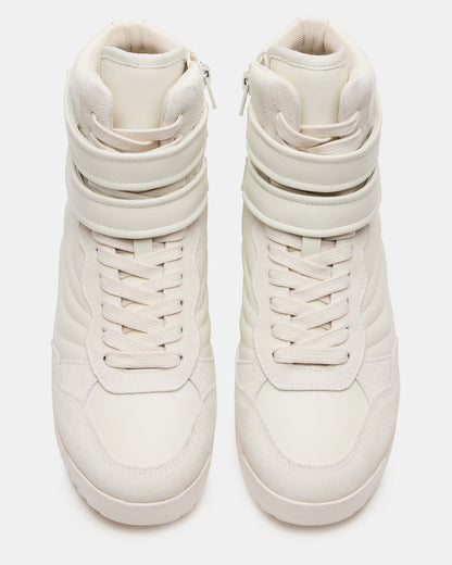 Steve Madden LIFTOFF White Leather Lace-Up High-Top Sneaker