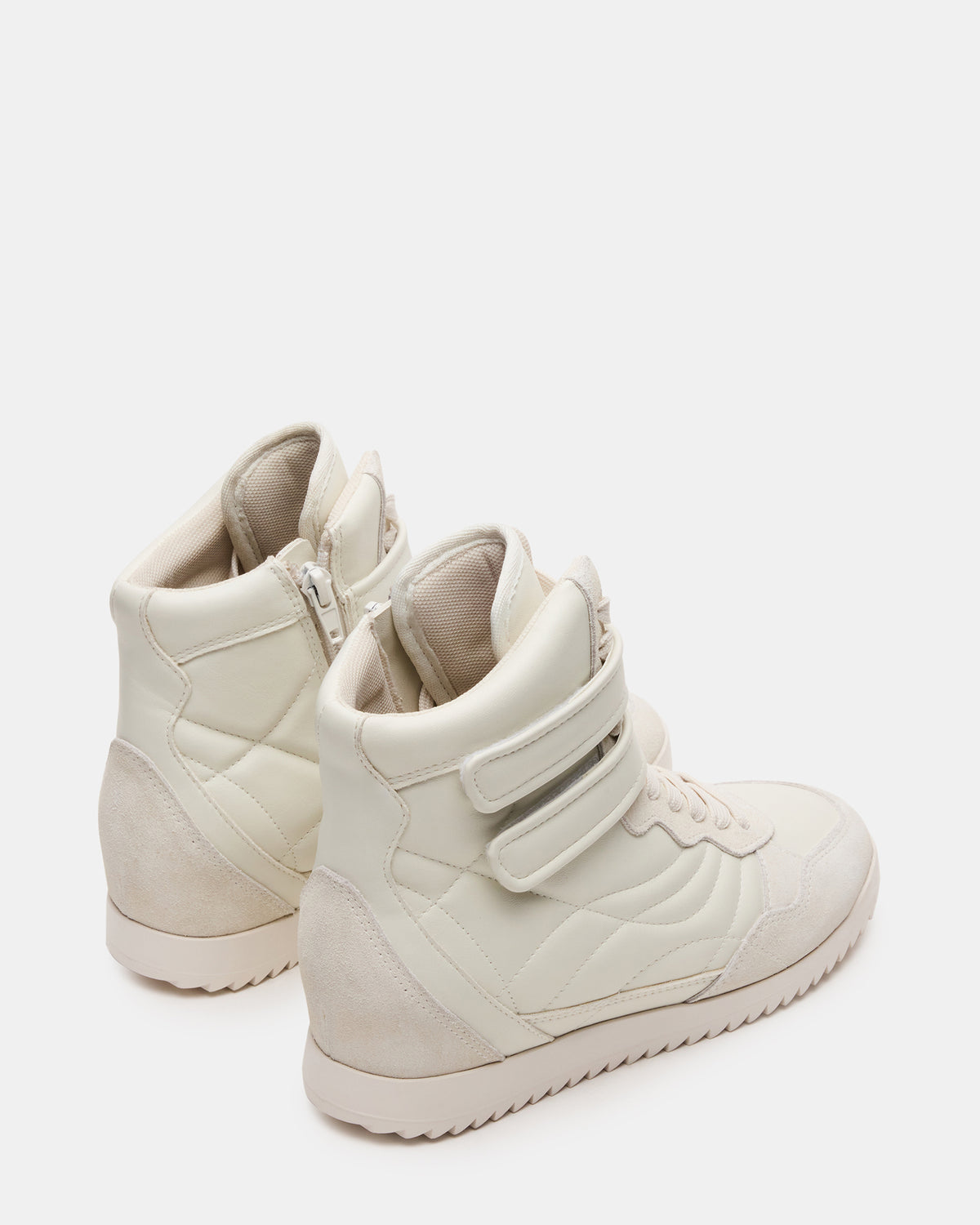Steve Madden LIFTOFF White Leather Lace-Up High-Top Sneaker