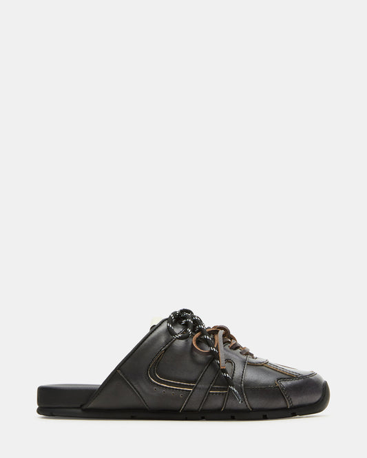 Steve Madden MAYSA Black Distressed Women's Low-Top Slip-On Mule Sneakers