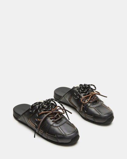 Steve Madden MAYSA Black Distressed Women's Low-Top Slip-On Mule Sneakers