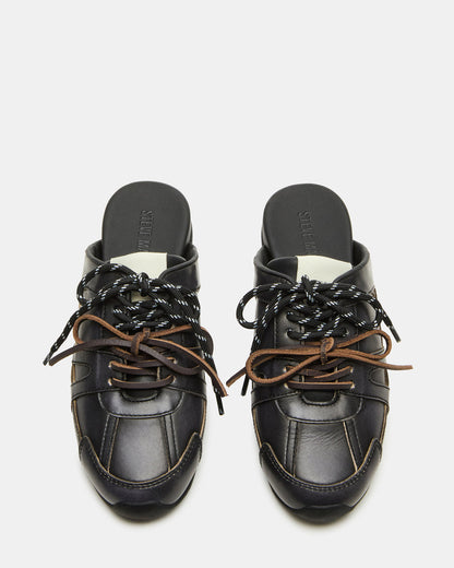 Steve Madden MAYSA Black Distressed Women's Low-Top Slip-On Mule Sneakers