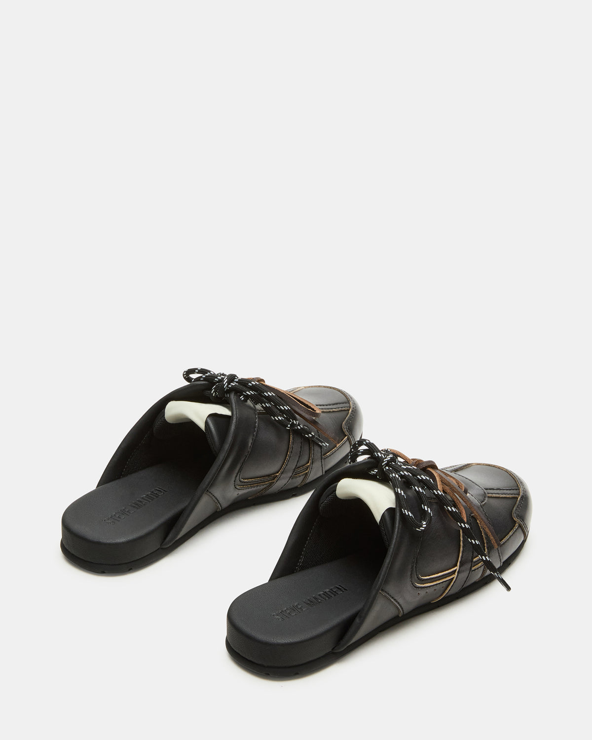 Steve Madden MAYSA Black Distressed Women's Low-Top Slip-On Mule Sneakers