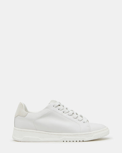 Steve Madden ELSIN White Leather Women's Low-Top Lace-Up Sneaker
