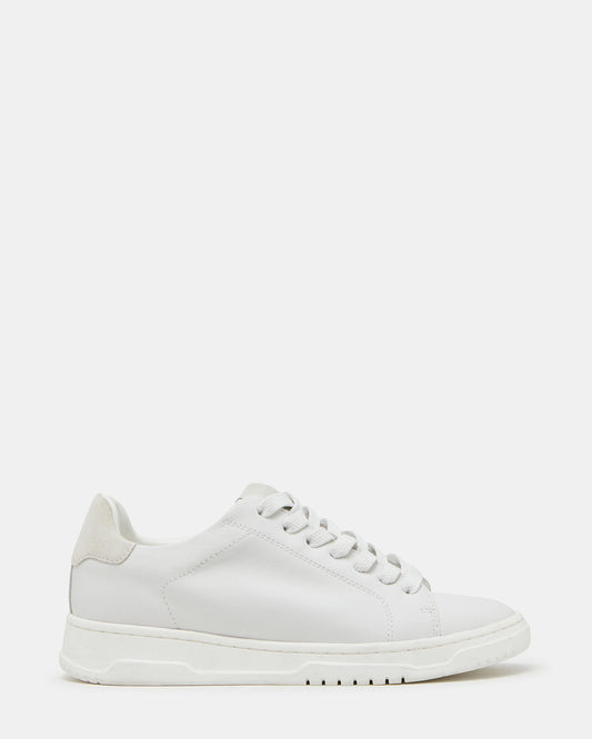 Steve Madden ELSIN White Leather Women's Low-Top Lace-Up Sneaker