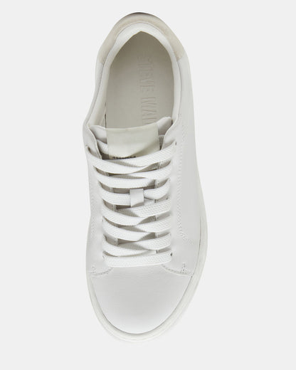 Steve Madden ELSIN White Leather Women's Low-Top Lace-Up Sneaker