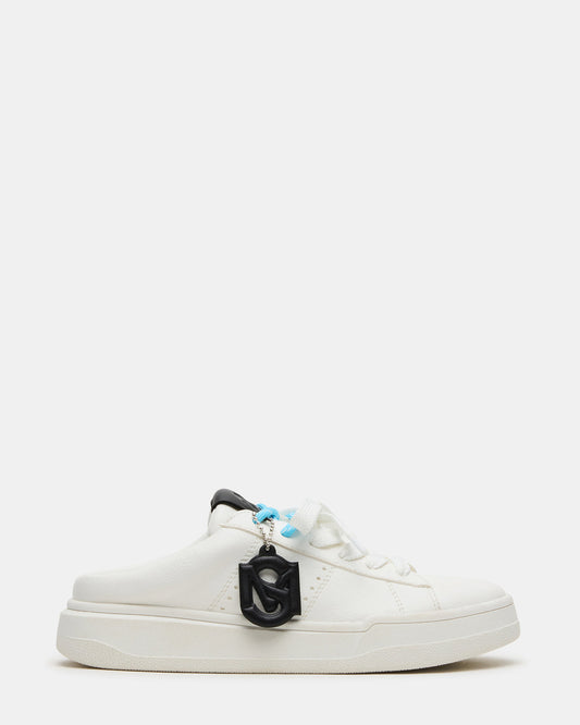 Steve Madden MARNEY White/Black Low-Top Lace-Up Mule Women's Sneaker