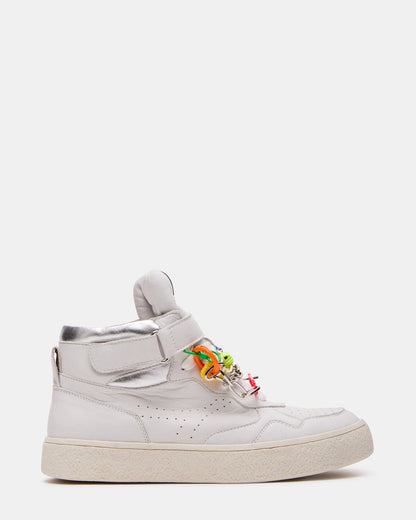 Steve Madden EMILEE White Leather High Top Lace Up Sneaker | Women's Sneakers