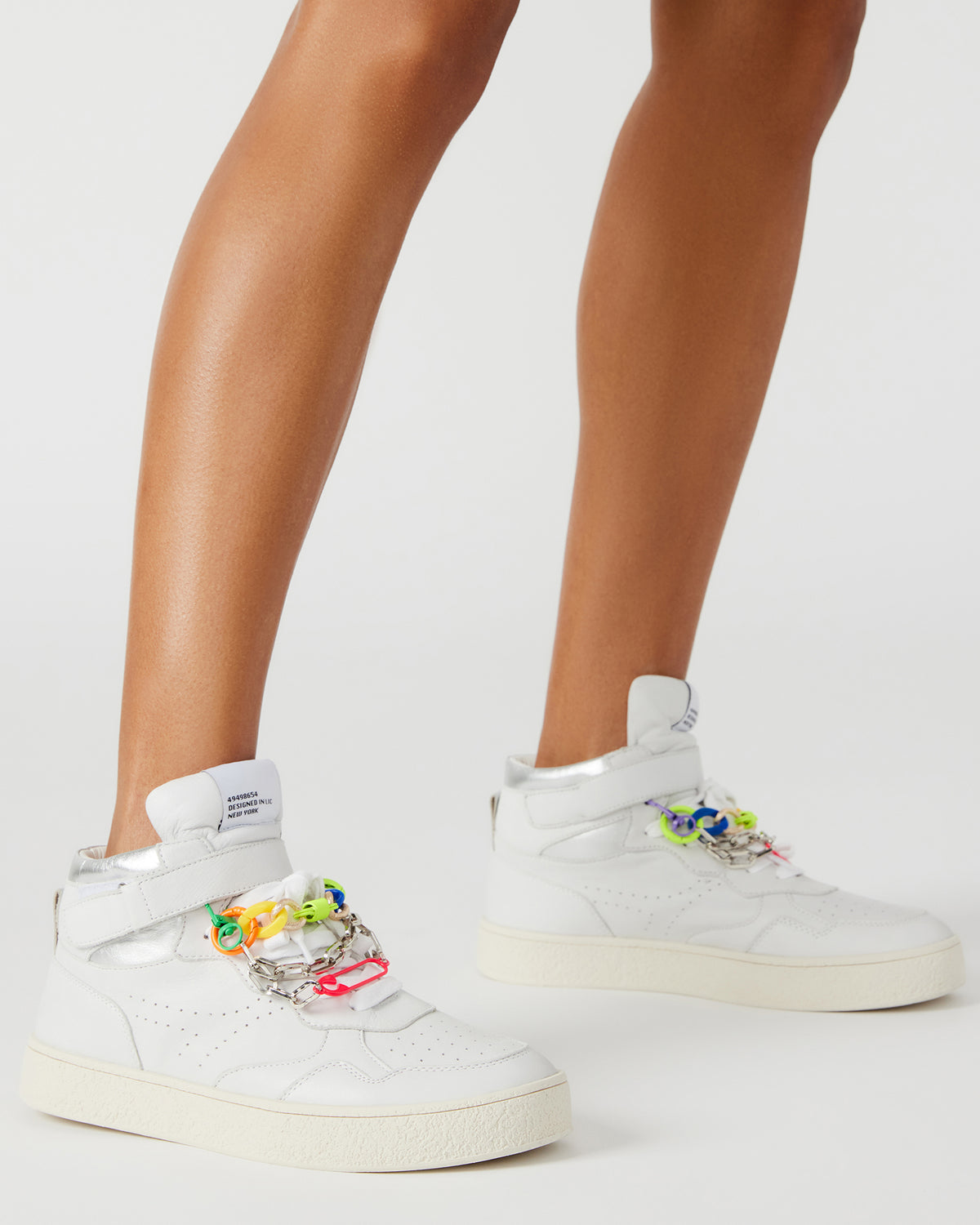 Steve Madden EMILEE White Leather High Top Lace Up Sneaker | Women's Sneakers