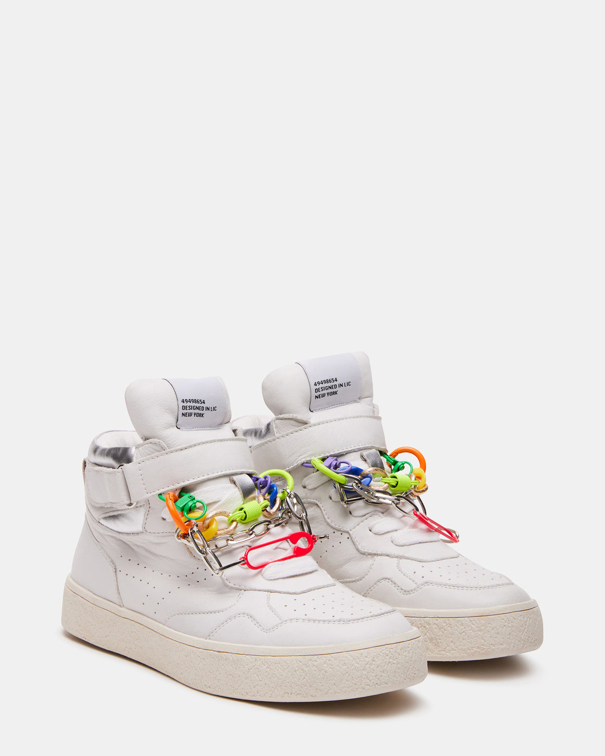 Steve Madden EMILEE White Leather High Top Lace Up Sneaker | Women's Sneakers