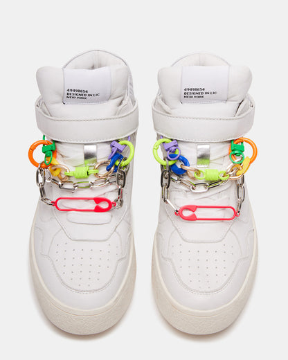 Steve Madden EMILEE White Leather High Top Lace Up Sneaker | Women's Sneakers