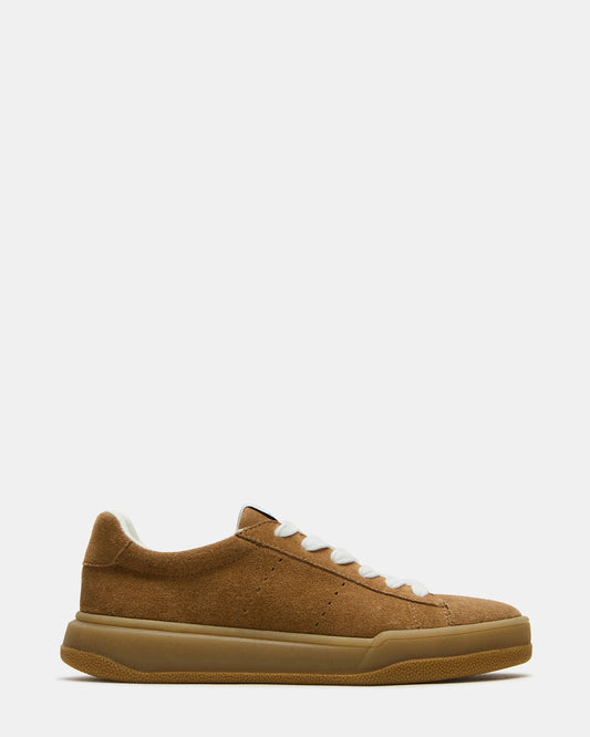 Steve Madden STRIVE Tan Suede Low-Top Lace-Up Sneaker | Women's Sneakers