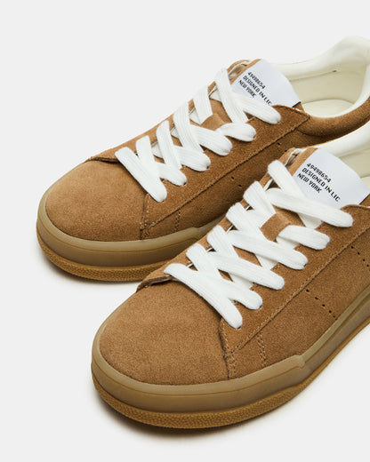 Steve Madden STRIVE Tan Suede Low-Top Lace-Up Sneaker | Women's Sneakers