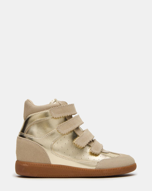 Steve Madden MUSTANG Gold Women's High-Top Velcro Sneaker